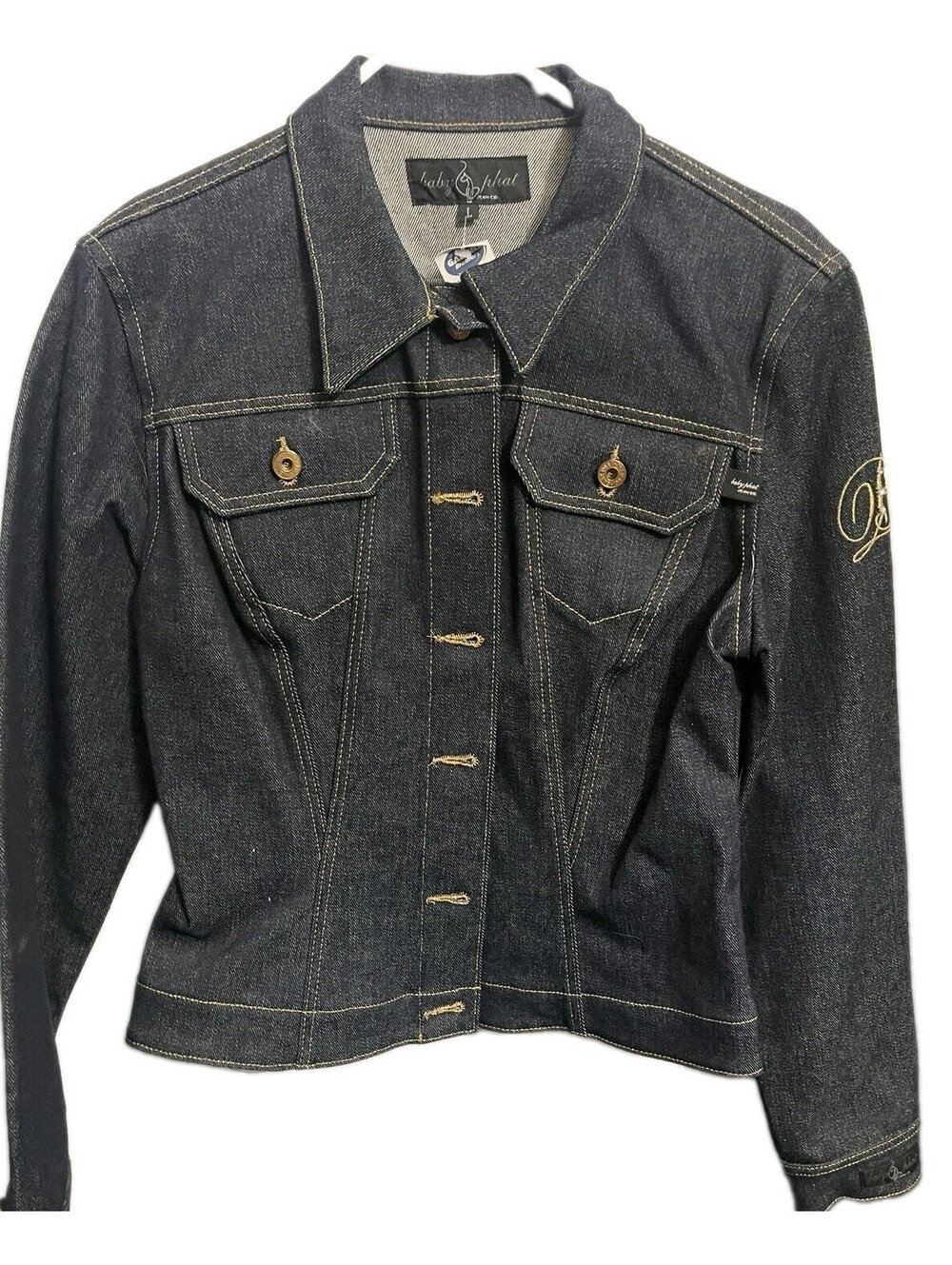 Vintage Baby Phat Jean Co. Denim Jacket Size L Womens Y2K Hip Hop Rap Blue Jeans